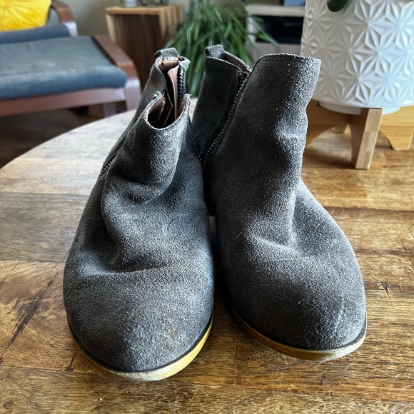 Grey leather suede ankle booties. Well loved. - Picture 1 of 5